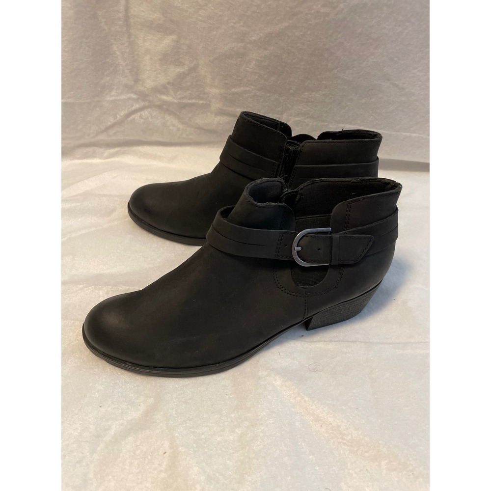 Clarks Collection Womens Black Leather Buckle Ankle Boots 9.5 M 261795734070